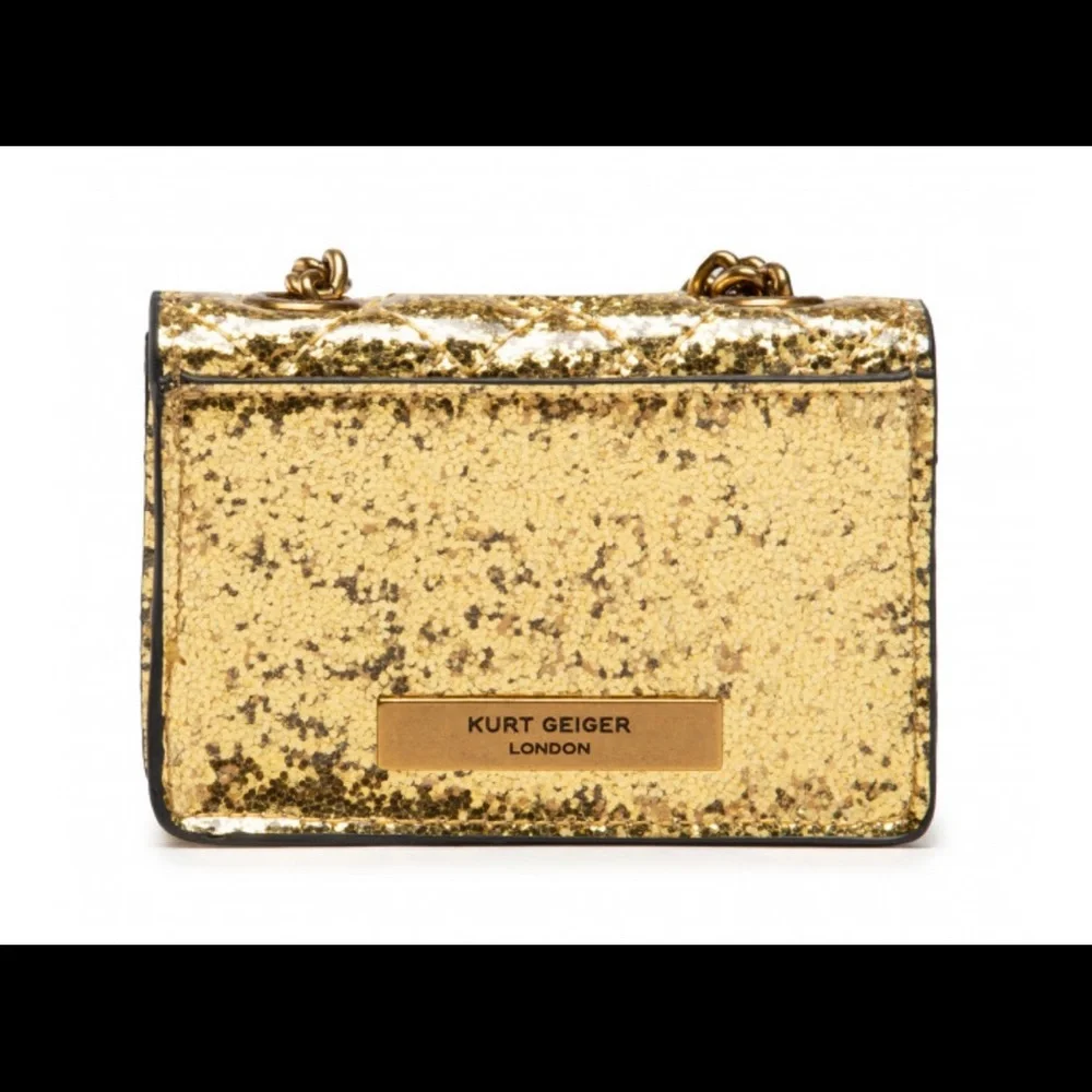 NWT Kurt Geiger London Gold Glitter Micro Kensington Shoulder Bag - Picture 8 of 10